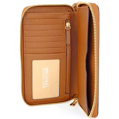 michael kors jet set travel large smartphone wristlet - acorn|Michael Kors Jet Set Large Flat Multi Function Phone Case.